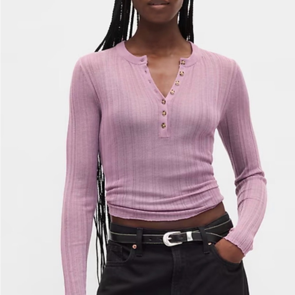 GAP Women's Ribbed Sheer Button Down Shirt (set of 3 - mauve, black, and olive)